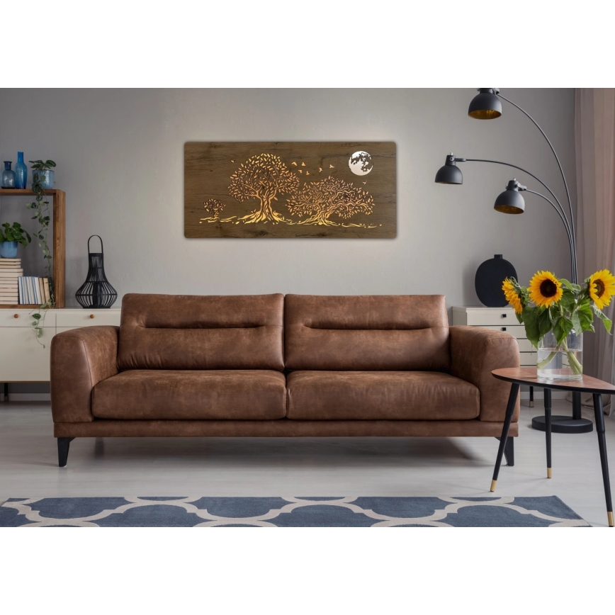 Li-Go 5042/DUB2 - Décoration murale LED dimmable LED/24W/230V 110x50 cm chêne/Trois chênes et la lune