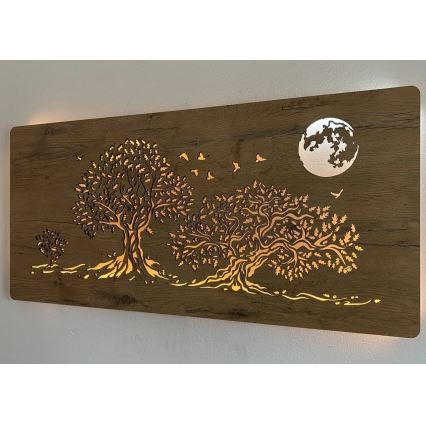 Li-Go 5042/DUB2 - Décoration murale LED dimmable LED/24W/230V 110x50 cm chêne/Trois chênes et la lune