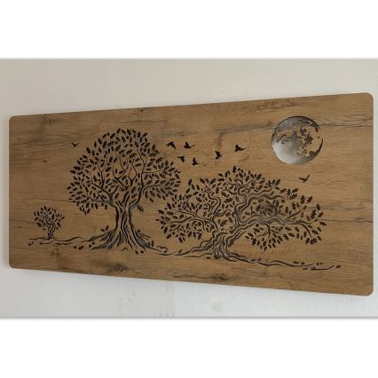 Li-Go 5042/DUB2 - Décoration murale LED dimmable LED/24W/230V 110x50 cm chêne/Trois chênes et la lune