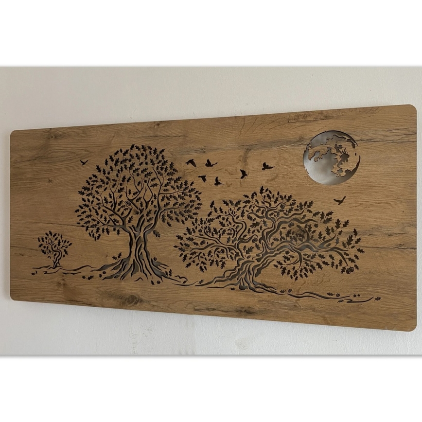 Li-Go 5042/DUB2 - Décoration murale LED dimmable LED/24W/230V 110x50 cm chêne/Trois chênes et la lune