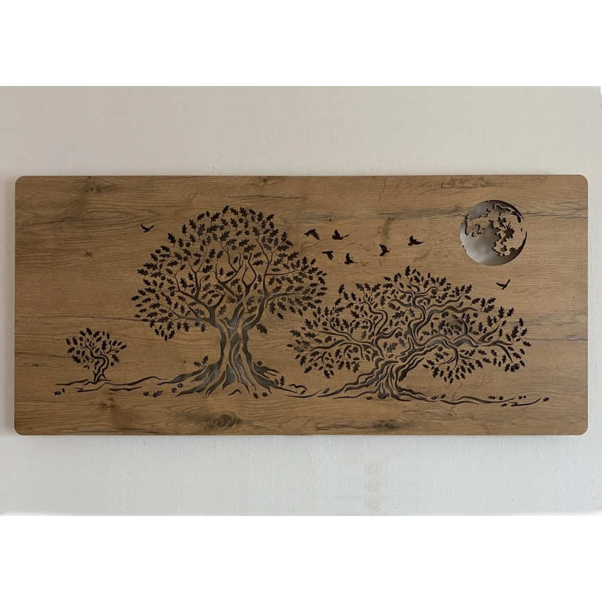 Li-Go 5042/DUB2 - Décoration murale LED dimmable LED/24W/230V 110x50 cm chêne/Trois chênes et la lune