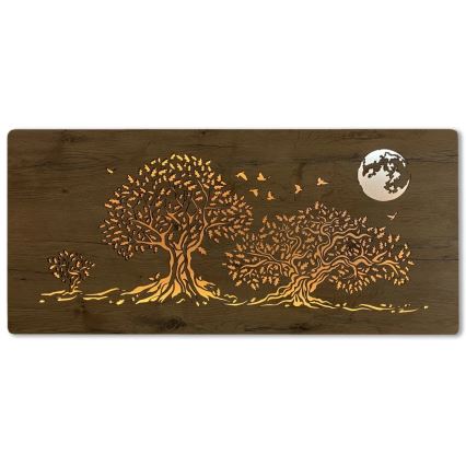 Li-Go 5042/DUB2 - Décoration murale LED dimmable LED/24W/230V 110x50 cm chêne/Trois chênes et la lune