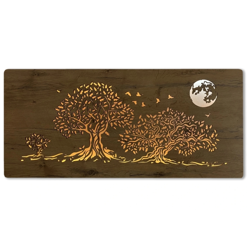 Li-Go 5042/DUB2 - Décoration murale LED dimmable LED/24W/230V 110x50 cm chêne/Trois chênes et la lune