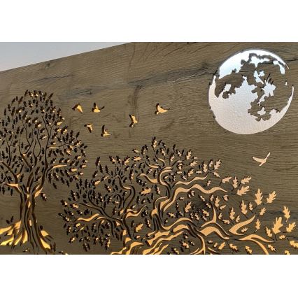Li-Go 5042/DUB2 - Décoration murale LED dimmable LED/24W/230V 110x50 cm chêne/Trois chênes et la lune