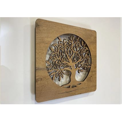 Li-Go 5275/DUB2 - Horloge LED dimmable LED/10W/5V 20000 mAh 42x42 cm chêne/chêne en cercle + télécommande