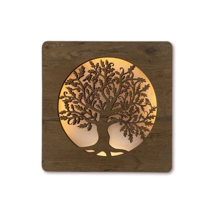 Li-Go 5275/DUB2 - Horloge LED dimmable LED/10W/5V 20000 mAh 42x42 cm chêne/chêne en cercle + télécommande