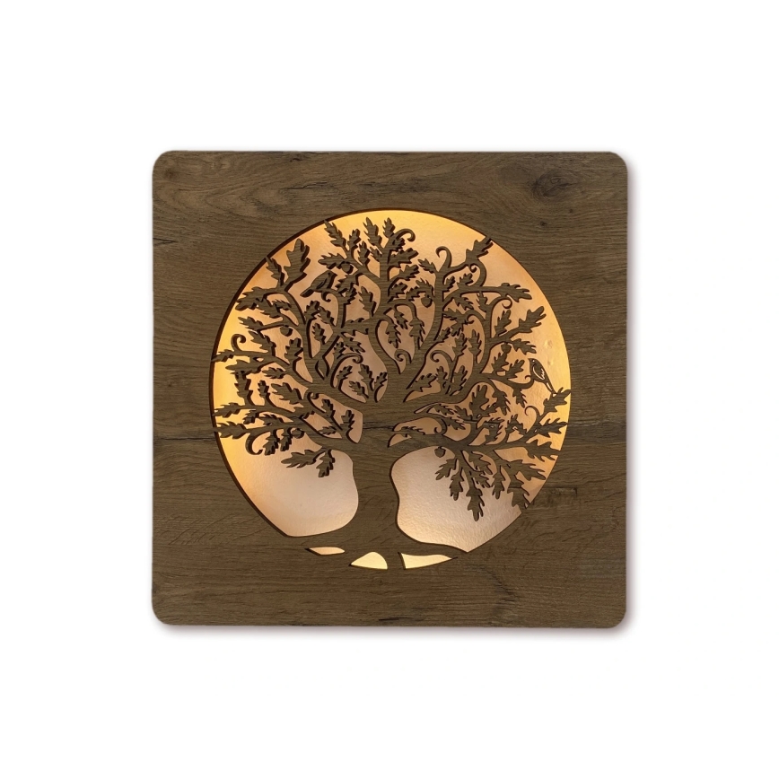 Li-Go 5275/DUB2 - Horloge LED dimmable LED/10W/5V 20000 mAh 42x42 cm chêne/chêne en cercle + télécommande