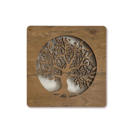 Li-Go 5275/DUB2 - Horloge LED dimmable LED/10W/5V 20000 mAh 42x42 cm chêne/chêne en cercle + télécommande