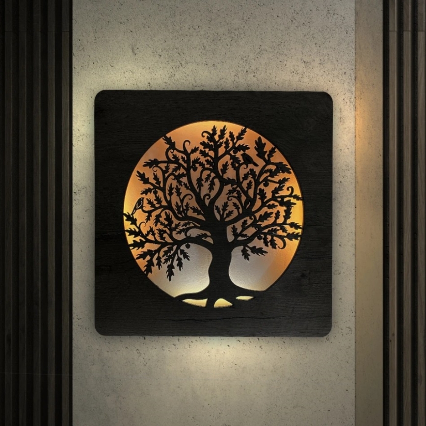 Li-Go 5275/DUB2 - Horloge LED dimmable LED/10W/5V 20000 mAh 42x42 cm chêne/chêne en cercle + télécommande