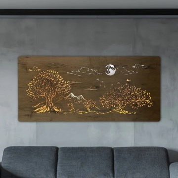 Li-Go 5478/DUB2 - Décoration murale LED à intensité variable LED/24W/230V 130x60 cm chêne/Quatre chênes et une lune