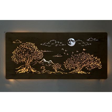 Li-Go 5478/DUB2 - Décoration murale LED dimmable LED/24W/230V 130x60 cm chêne/Quatre chênes et la lune