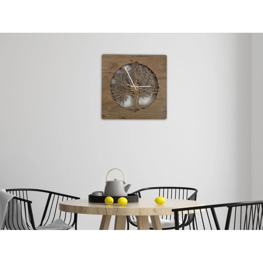 Li-Go 5652/DUB2 - Horloge LED dimmable LED/10W/5V 20000 mAh 42x42 cm chêne/Chêne en cercle + télécommande