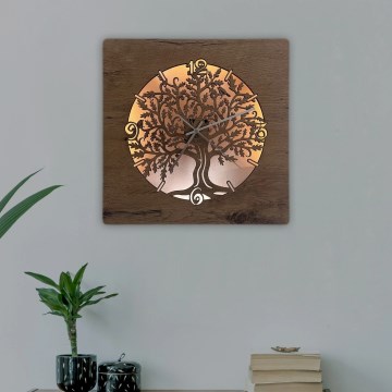 Li-Go 5652/DUB2 - Horloge LED dimmable LED/10W/5V 20000 mAh 42x42 cm chêne/Chêne en cercle + télécommande