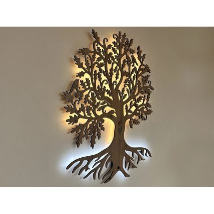 Li-Go 5729/DUB2 - Décoration murale LED avec détecteur de mouvement, LED 10 W / 5 V, 90 x 110 cm, chêne