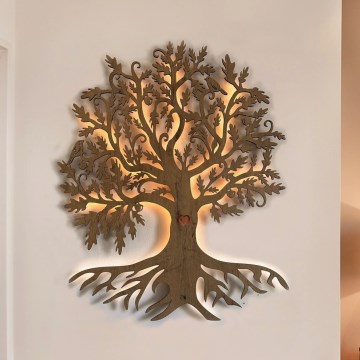 Li-Go 5729/DUB2 - Décoration murale LED avec détecteur de mouvement, LED 10 W / 5 V, 90 x 110 cm, chêne