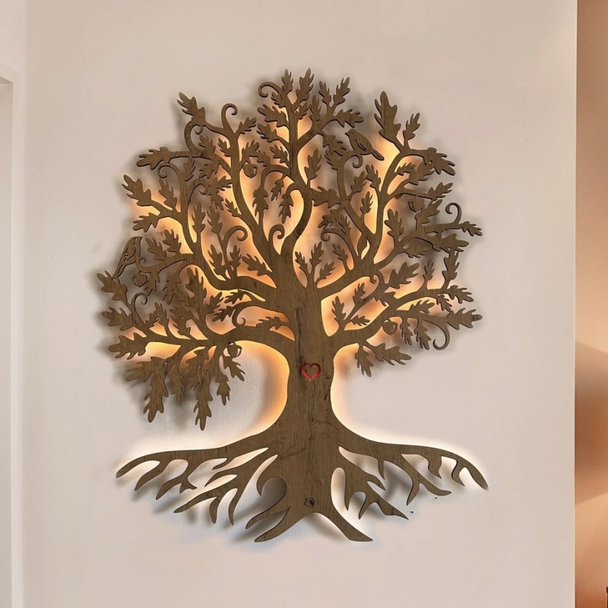 Li-Go 5729/DUB2 - Décoration murale LED avec détecteur de mouvement, LED 10 W / 5 V, 90 x 110 cm, chêne