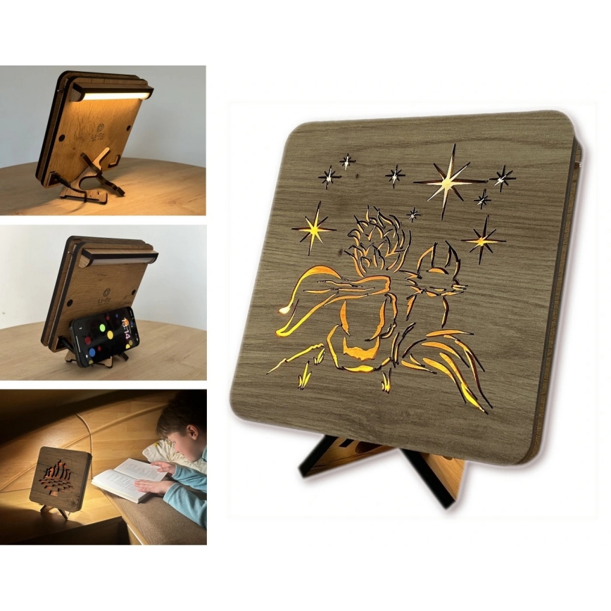 Li-Go 5788/DUB2 - Lampe décorative LED de table LED/12W/230V 19x19 cm chêne/Le Petit Prince