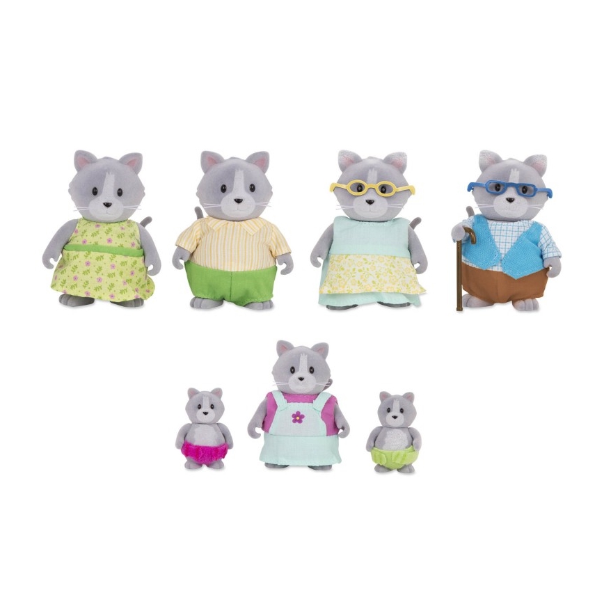 Li'l Woodzeez - Lot de figurines DAINTYPAW famille de chats