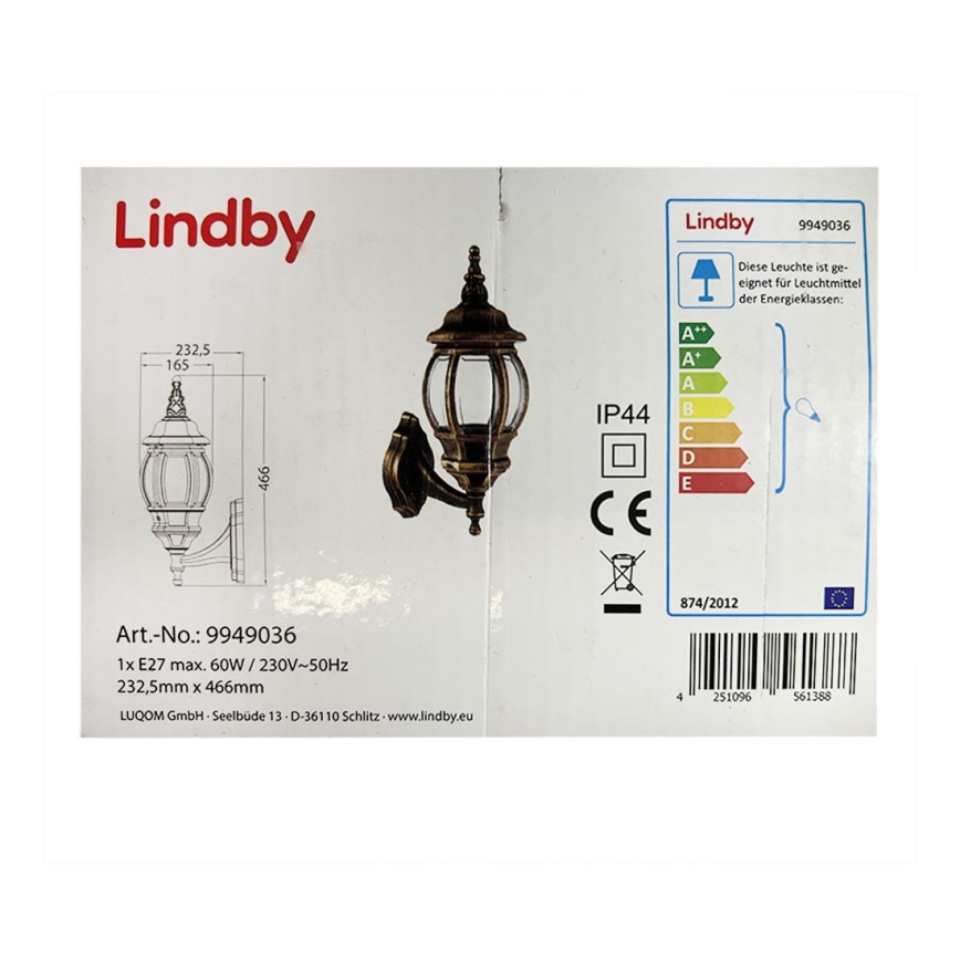 Lindby - Applique murale extérieure NADESHA 1xE27/60W/230V IP44
