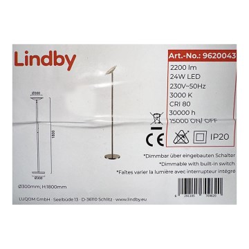 Lindby - Lampadaire à intensité variable MALEA LED/24W/230V