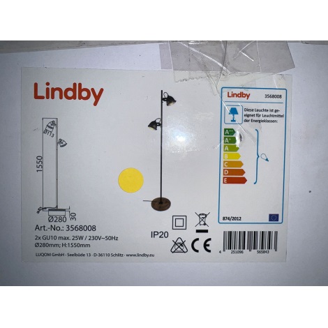 Lindby - Lampadaire SHILA 2xGU10/25W/230V