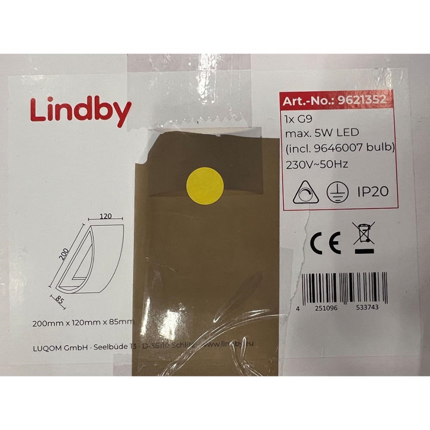 Lindby - LED Applique murale HEIKO 1xG9/3W/230V