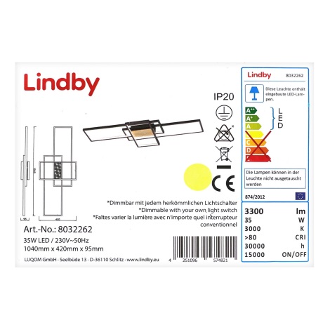 Lindby - Lustre monté en surface à intensité variable EMILJAN LED/35W/230V