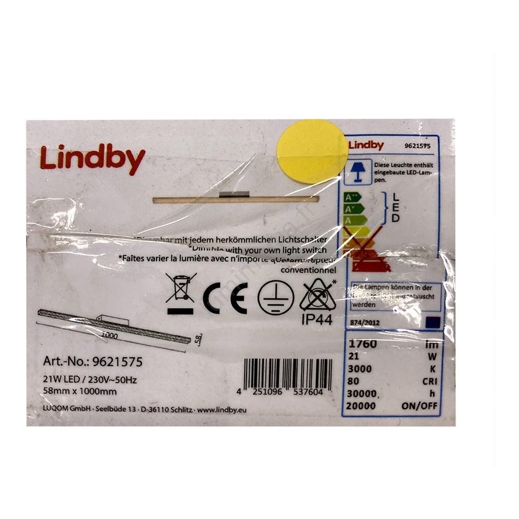 Lindby Flavi Plafonnier Salle De Bain à Intensité Variable - Moderne Argent Verre Opale 2 Lampes E27 IP44