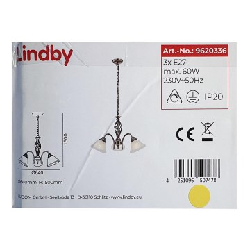 Lindby - Suspension chaîne MIALINA 3xE27/60W/230V