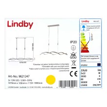 Lindby - Suspension filaire à intensité variable AURON 2xLED/12W/230V