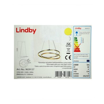 Lindby - Suspension filaire à intensité variable DAVIAN LED/37W/230V