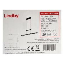 Lindby - Suspension filaire à intensité variable NAIARA 7xLED/4W/230V