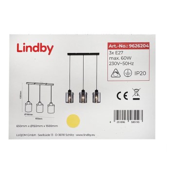 Lindby - Suspension filaire KOURTNEY 3xE27/60W/230V