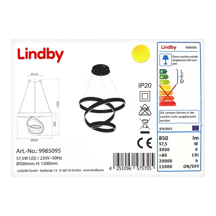 Lindby - Suspension filaire OLADA LED/57,5W/230V