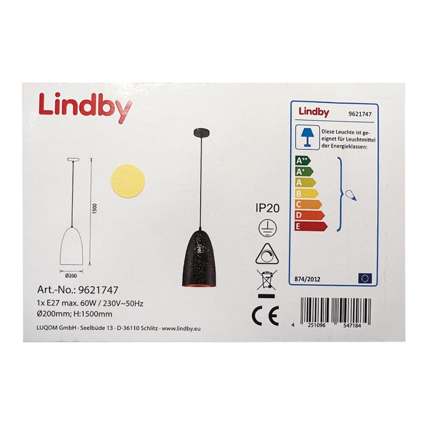 Lindby - Suspension filaire TOLA 1xE27/60W/230V