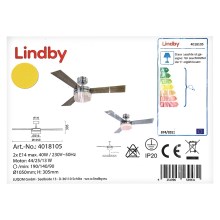 Lindby - Ventilateur de plafond ALVIN 2xE14/40W/230V + télécommande