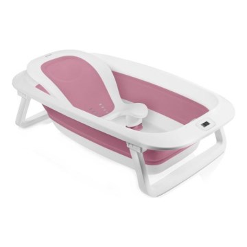 Lionelo - Baignoire pliante pour bébé avec thermomètre BABY BUBBLE 2x LR44 Rose Magnolia