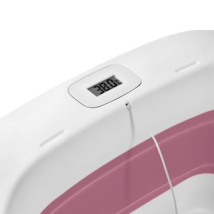 Lionelo - Baignoire pliante pour bébé avec thermomètre BABY BUBBLE 2x LR44 Rose Magnolia