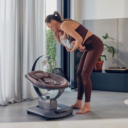 Lionelo - Balancelle musicale pour bébé BLOSSOM Pink Mauve + télécommande