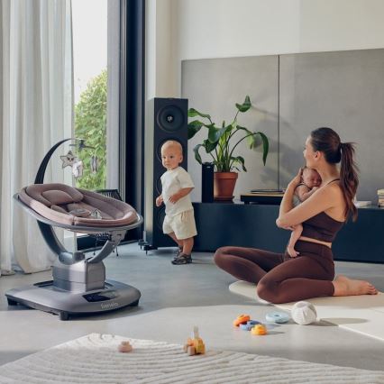 Lionelo - Balancelle musicale pour bébé BLOSSOM Pink Mauve + télécommande