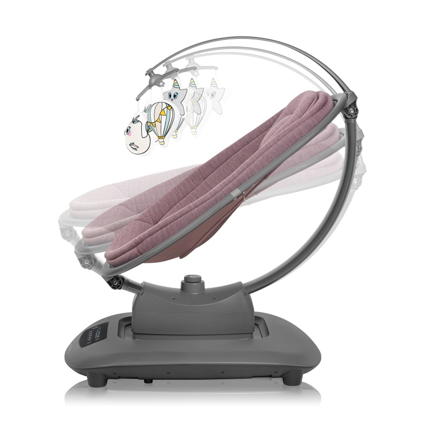 Lionelo - Balancelle musicale pour bébé BLOSSOM Pink Mauve + télécommande