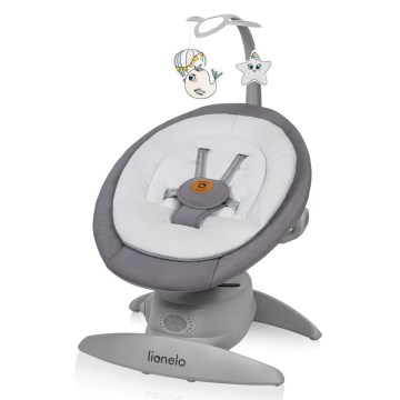 Lionelo - Balancelle musicale pour bébé MELL Grey Stone, 4 piles AA + télécommande