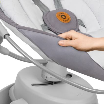 Lionelo - Balancelle musicale pour bébé MELL Grey Stone, 4 piles AA + télécommande