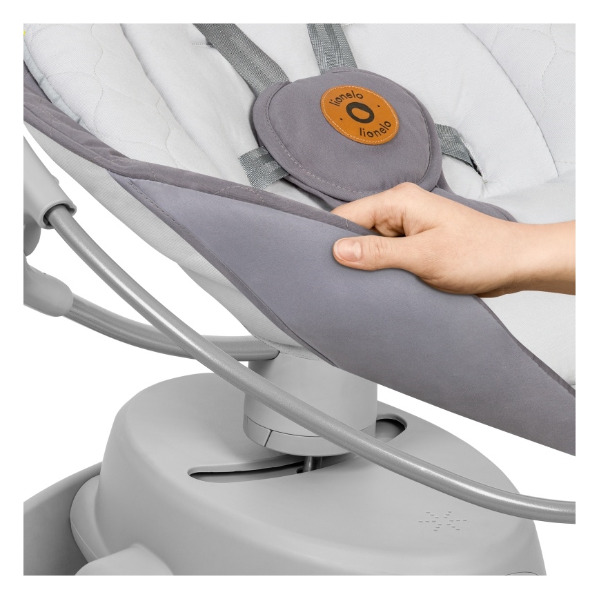 Lionelo - Balancelle musicale pour bébé MELL Grey Stone, 4 piles AA + télécommande