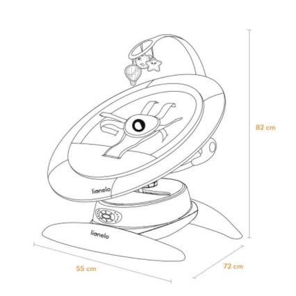 Lionelo - Balancelle musicale pour bébé MELL Grey Stone, 4 piles AA + télécommande