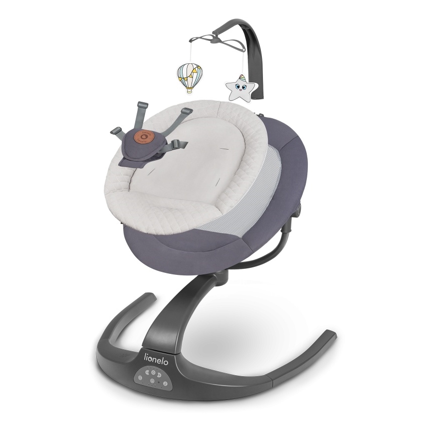 Lionelo - Balancelle musicale pour bébé RINA 4xAA Gris Concrete + télécommande