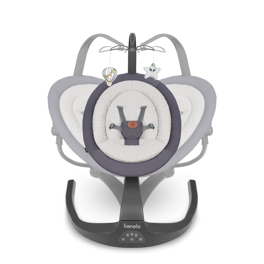 Lionelo - Balancelle musicale pour bébé RINA 4xAA Gris Concrete + télécommande