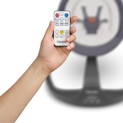 Lionelo - Balancelle musicale pour bébé RINA 4xAA Gris Concrete + télécommande