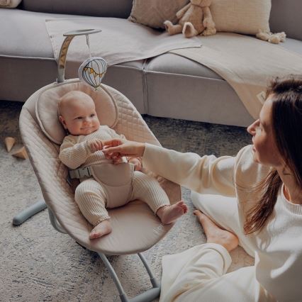 Lionelo - Balancelle musicale pour bébé RIO 4xC Beige Latte + télécommande