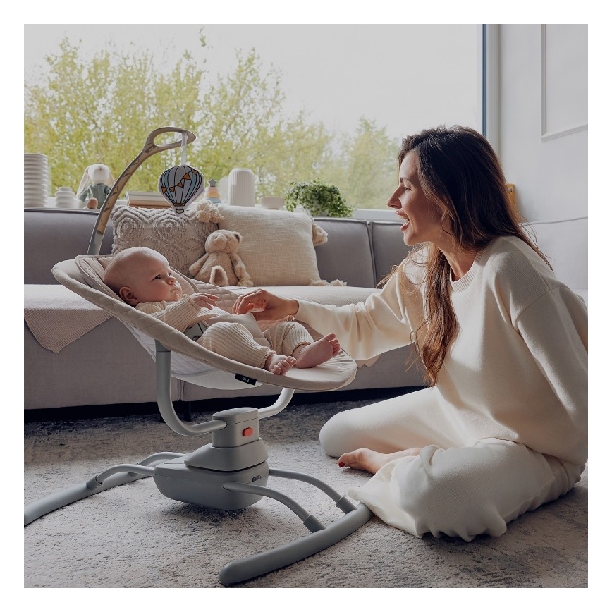 Lionelo - Balancelle musicale pour bébé RIO 4xC Beige Latte + télécommande